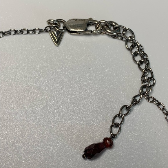 Silpada Vintage RARE Oxidized Sterling Silver Teardrop Faceted Garnet Necklace - Picture 12 of 13